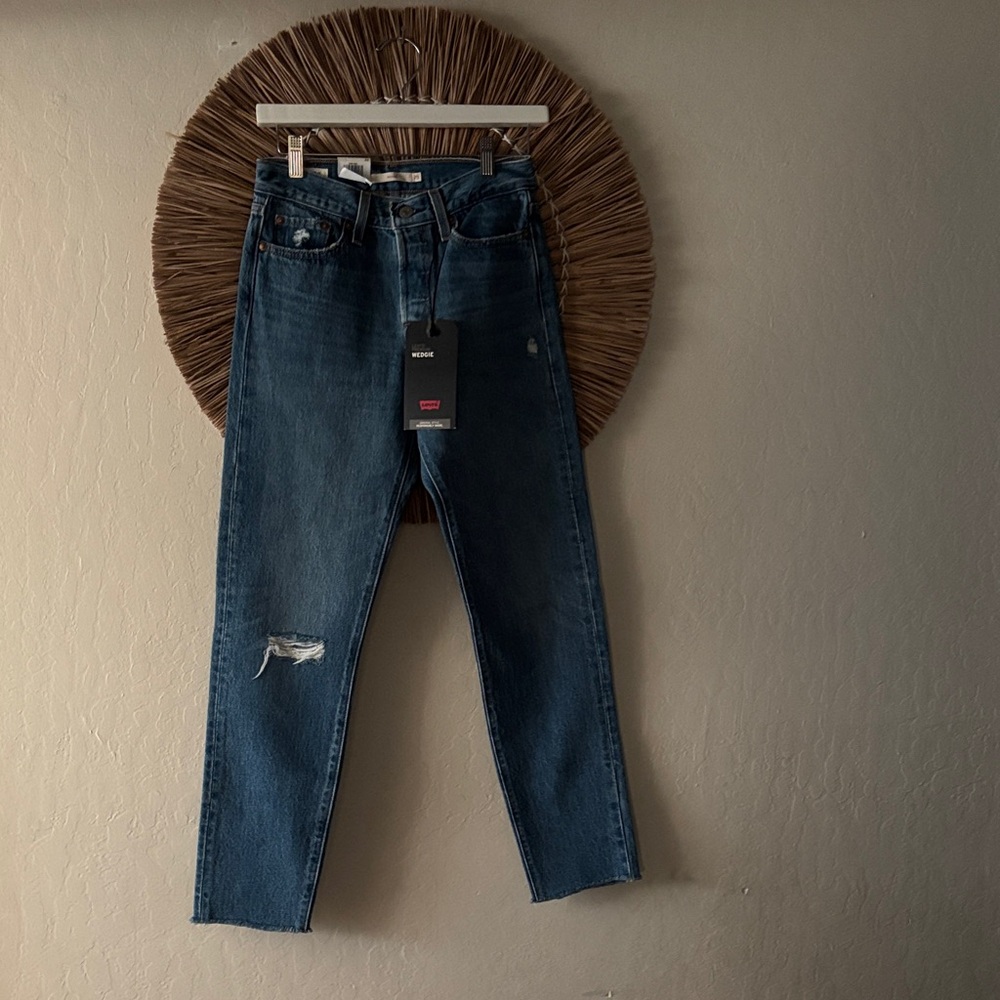 Levi's Dark Blue Distressed Jeans